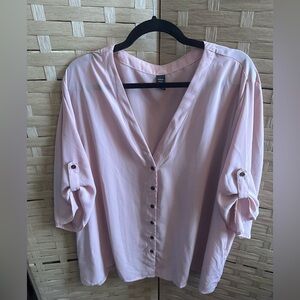 EUC 4X Swing Roll up Sleeved blouse- perfect for spring & layering when chilly!